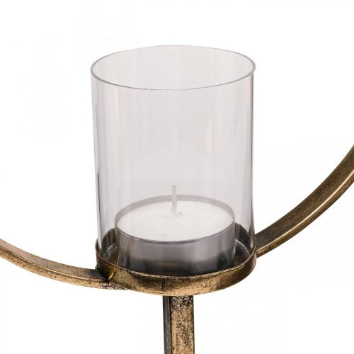 Floristik24 Dekorationslanterne Metal Lysestage Gyldent Glas Ø28cm