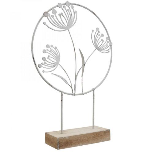 Artikel Dekorativt ringstativ metal hvid fjeder Ø20cm H32cm