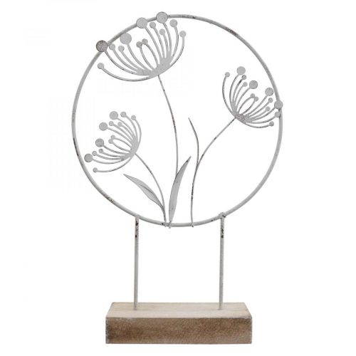 Dekorativt ringstativ metal hvid fjeder Ø20cm H32cm