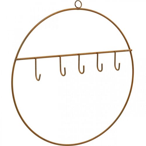 Metalring med krog, dekorativ ring til ophængning, krogring i rustfrit stål Ø28cm