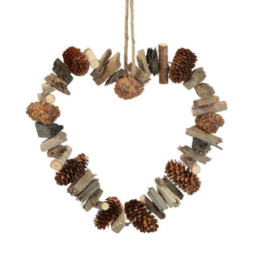 Dekorativ ring hjerte hængende dekoration træ dekorative kogler naturlig dekoration Ø20cm