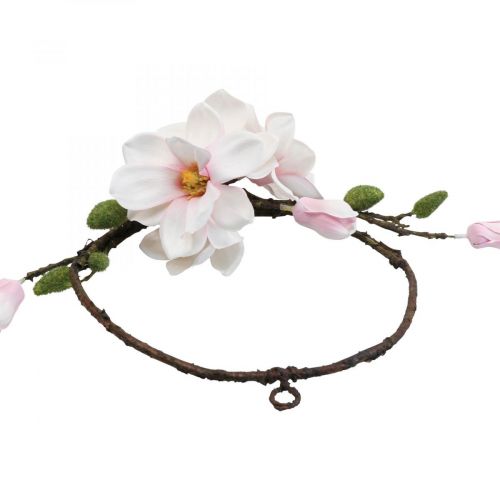 Floristik24 Dekorativ ring kunstig magnolia fjederdekoration til ophæng Ø24cm