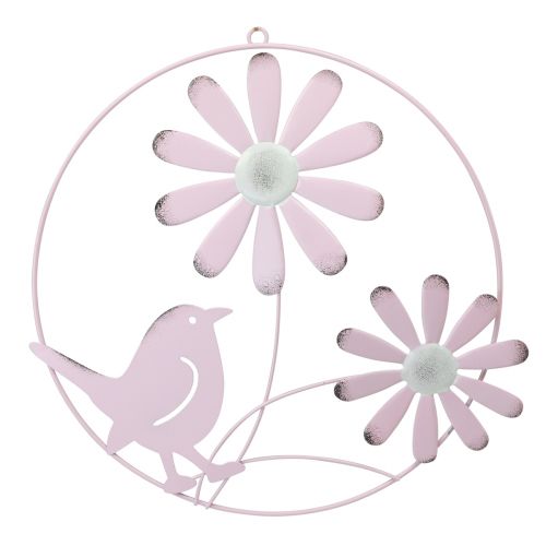 Artikel Dekorativ ring metal hængende dekorationsblomster pink Ø30cm 2stk