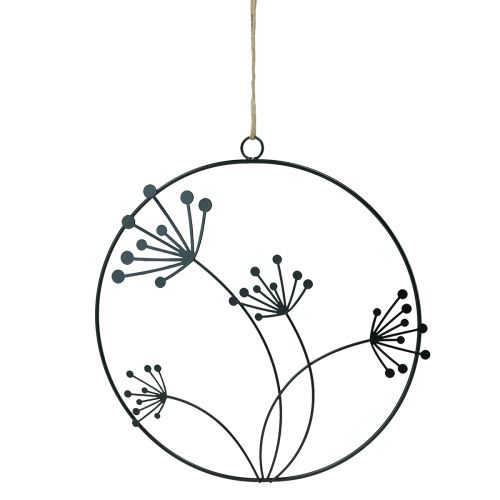 Artikel Dekorativ ring metal hængende dekoration sorte blomster Ø23cm 2 stk