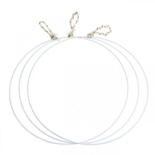 Floristik24 Dekorationsring metal hvid til ophængning af metalring Ø38cm 3 stk