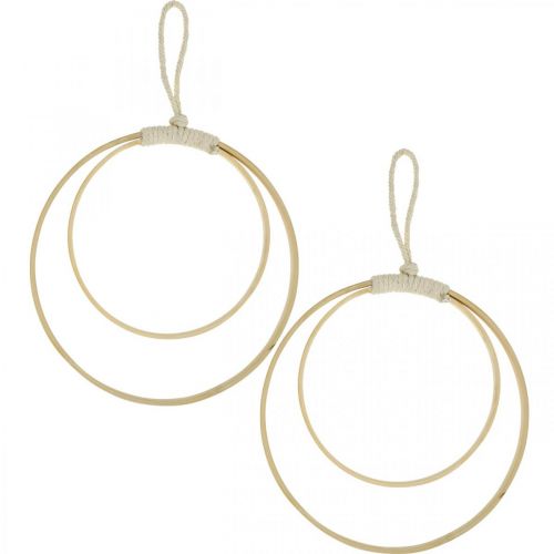Floristik24 Ring til ophæng, gør-det-selv, vinduesdekoration, boho stil, dobbeltring naturfarver Ø20/15cm 4 stk.