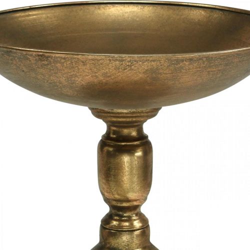 Artikel Dekorativ skål på fod Dekorativ tallerken guld antik look Ø28cm H26cm