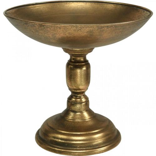 Floristik24 Dekorativ skål på fod Dekorativ tallerken guld antik look Ø28cm H26cm