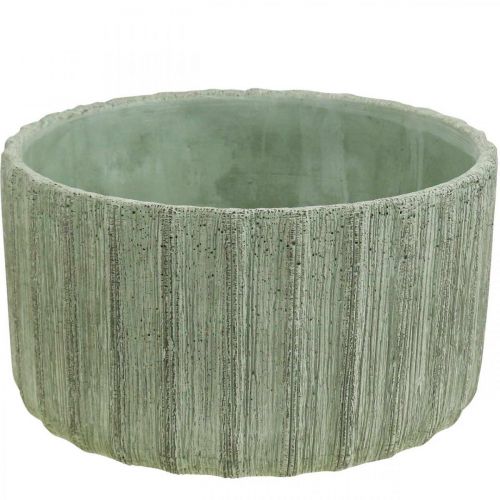 Floristik24 Dekorativ skål grøn keramik retro stribet Ø20cm H11cm