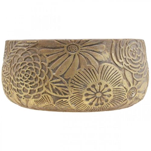 Artikel Dekorativ skål keramik guld blomster brun Ø23,5cm H11,5cm