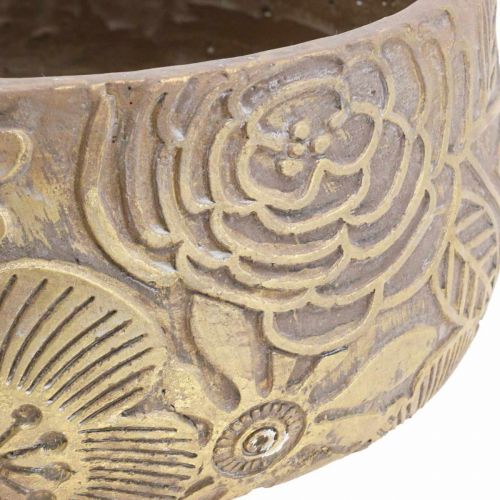 Artikel Dekorativ skål keramik guld blomster brun Ø23,5cm H11,5cm