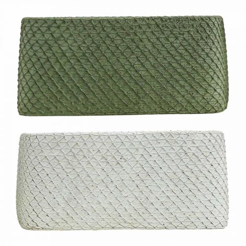 Floristik24 Dekorativ skål keramik grøn hvid reliefnet 23x12,5cm H11cm 2stk
