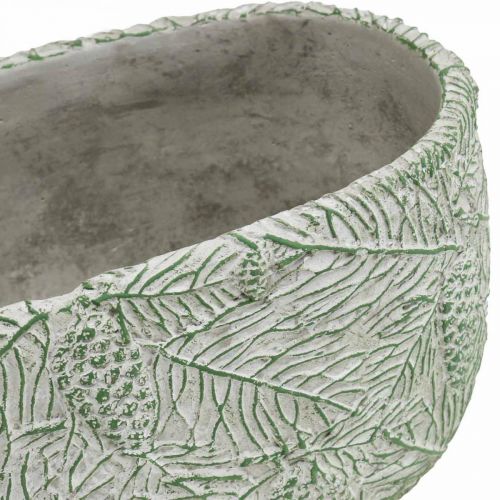 Artikel Dekorativ skål keramik oval grøn hvid grå gran grene L22,5cm