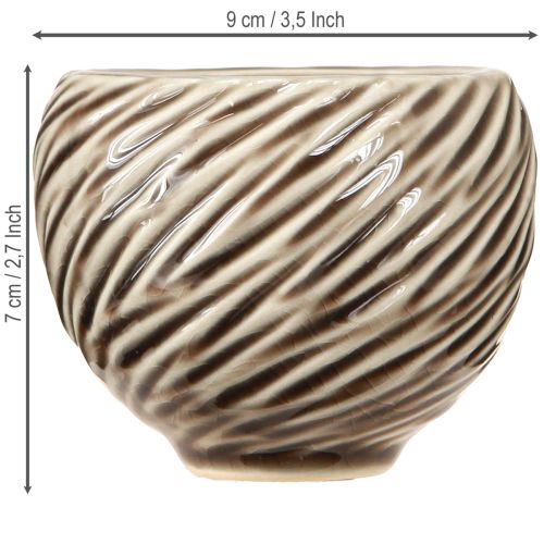 Artikel Dekorationsskål Keramik Spiral Dekor Beige Brun Ø9cm 4stk
