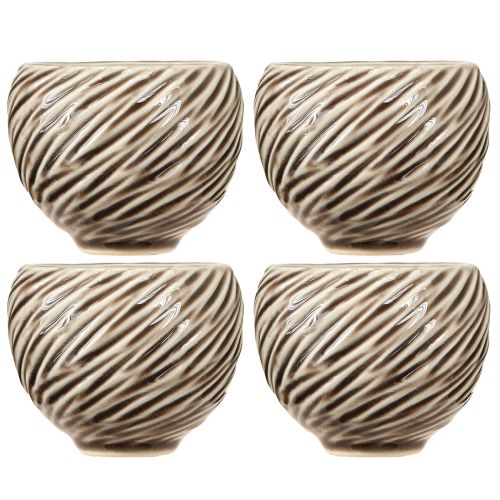 Artikel Dekorationsskål Keramik Spiral Dekor Beige Brun Ø9cm 4stk