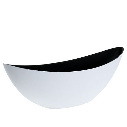 Dekorativ skål plast hvid 38,5cm x 12,5cm H13cm