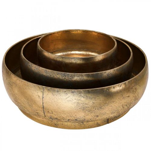 Floristik24 Dekorativ skål metal gyldent antik look Ø23,5/33/43 cm sæt af 3