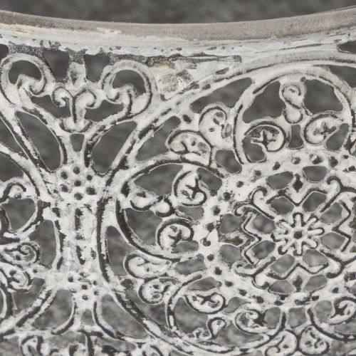 Artikel Dekorativ metalskål, gråt og hvidt mønster, Ø16/19,5/23,5 cm, sæt med 3