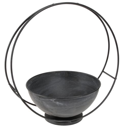 Artikel Dekorativ metalskål med dekorativ ring antracit Ø22,5cm H33cm