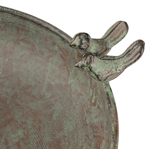 Artikel Dekorativ skål med fugle Metalskål Antik Grøn Brun Ø30cm