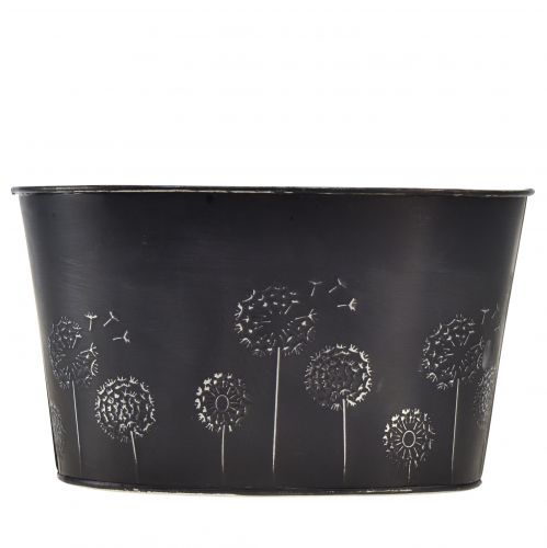 Artikel Dekorativ skål metal ovale sorte sølv blomster 20,5×12,5×12cm