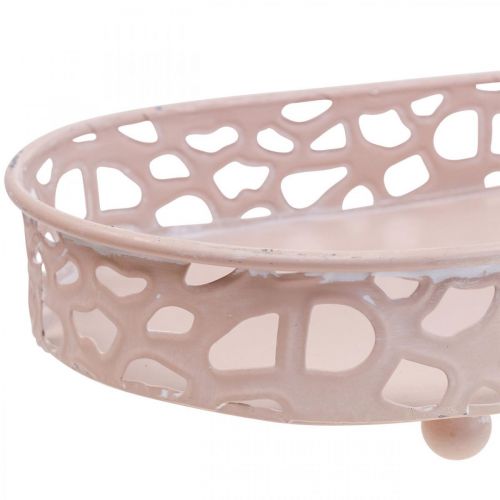 Artikel Dekorativ skål Oval skål med fødder borddekoration pink 30×18cm