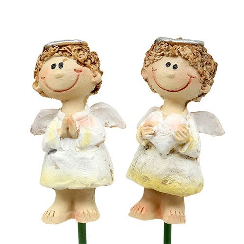 Floristik24 Dekorativ stik engelrød, hvid 4,5 cm L28cm 8stk
