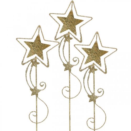 Floristik24 Deco stik stjerne guld glitrende H54cm 4 stk