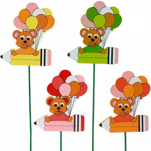 Deco stikpen med bamse og balloner blomsterstik sommerdekoration børn 16 stk