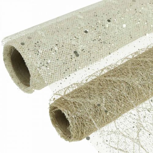 Floristik24 Bordtape dekorativt stof champagne x 2 assorteret 35x200cm