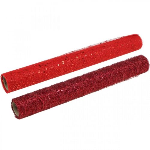 Artikel Jul Deco Stof Polyester Rød x 2 assorteret 35x200cm