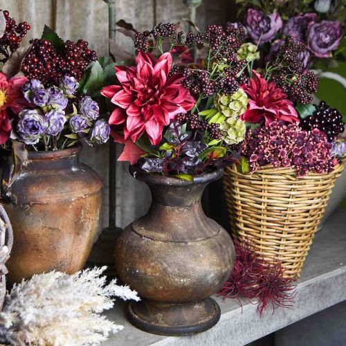 Floristik24 Kunstig dekorativ buket med dahlia og bær lilla 45cm