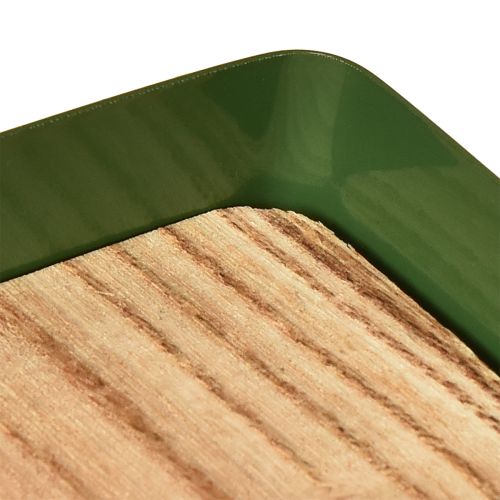 Artikel Dekorativ bakke metal træ metalbakke grøn 35,5×11×3 cm 2 stk.