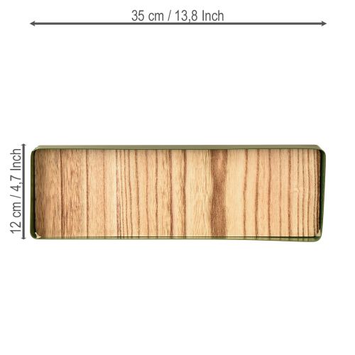 Artikel Dekorativ bakke metal træ metalbakke grøn 35,5×11×3 cm 2 stk.