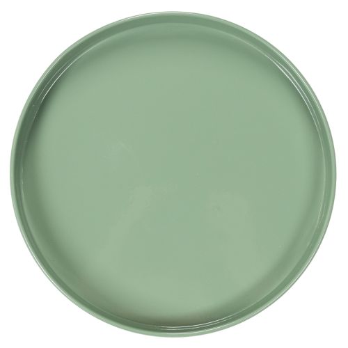 Dekorativ metalplade, grøn, rund bund, bakke til blomsterarrangementer, 20 cm | Floristik24.dk