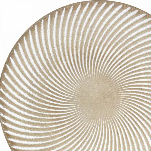 Artikel Dekorativ tallerken rund hvid brun rille borddekoration Ø35cm H3cm