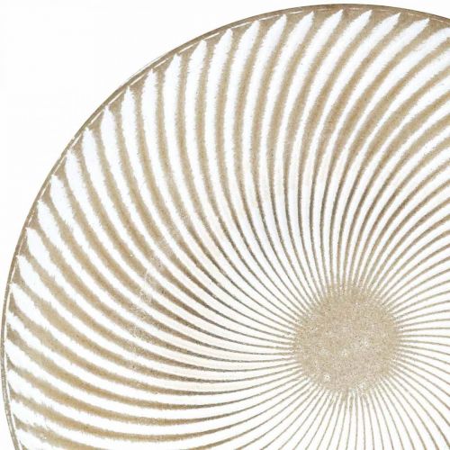 Artikel Dekorativ tallerken rund hvid brun rille borddekoration Ø40cm H4cm
