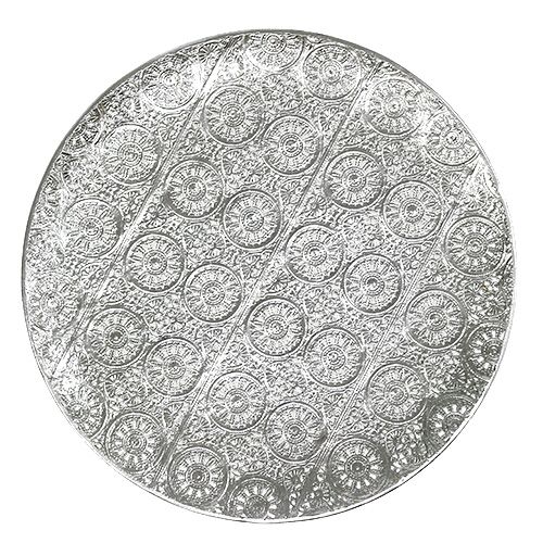 Floristik24 Pyntetallerken sølv med ornament Ø32cm