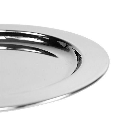 Floristik24 Dekorativ plade lavet af metal Ø14,5 cm sølv 1p