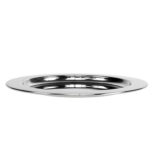 Floristik24 Dekorativ plade lavet af metal Ø14,5 cm sølv 1p