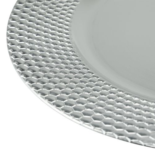 Artikel Dekorativ tallerken rund plast dekorationsplade sølv Ø33cm