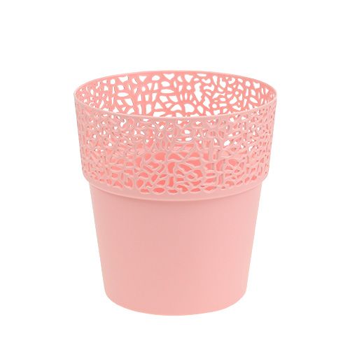 Floristik24 Dekorativ potte plast pink Ø13cm H13,5cm 1 stk