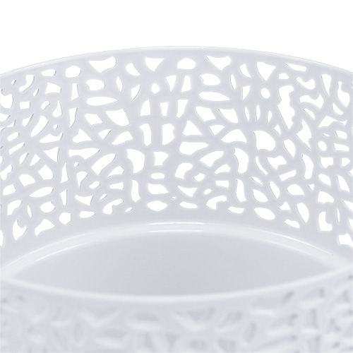 Floristik24 Pyntegryde plast hvid Ø13cm H13,5cm 1 stk