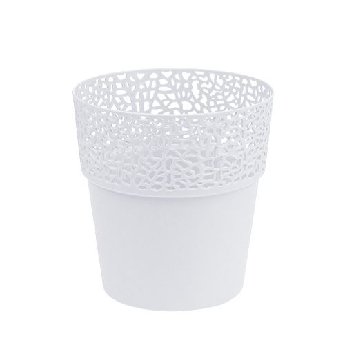 Floristik24 Pyntegryde plast hvid Ø13cm H13,5cm 1 stk