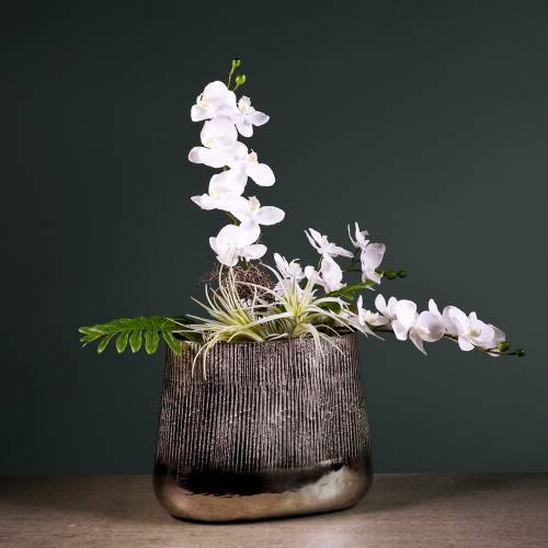 Floristik24 Dekorativ gryde oval sølv 35 cm x 19 cm H29cm