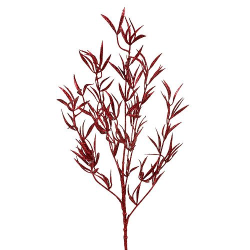 Dekorativ gren rød med glimmer 69 cm 2stk