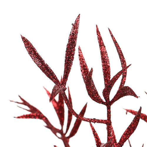 Artikel Dekorativ gren rød med glimmer 69 cm 2stk