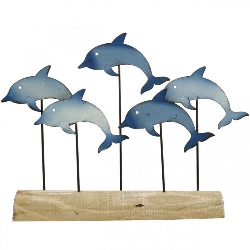 Artikel Delfiner til sæt, havdekoration, maritim metaldekoration H24.5cm L32.5cm
