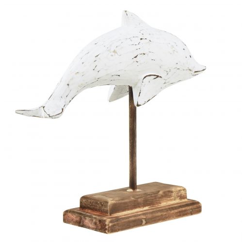 Artikel Delfin dekoration Albasia Maritime trædekoration hvid 28×6,5×26cm