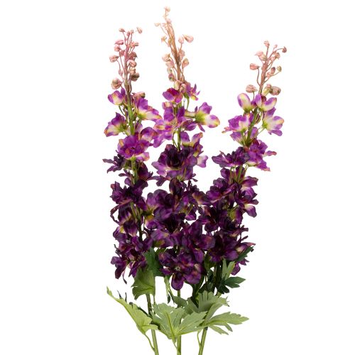 Artikel Dekorativ Delphinium som kunstig blomst til stilfulde blomsterdetaljer, 79 cm, 3 stk.